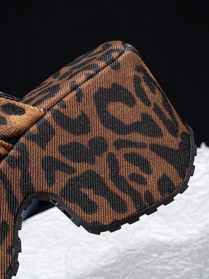 Leopard Ruched Platform Slide Sandals
