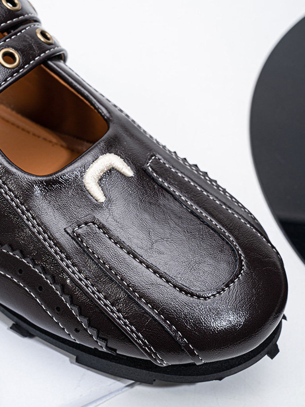 Studded Double-Buckle Square-Toe Flats