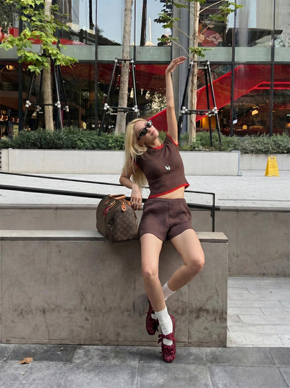 Ribbon-Laced Burgundy Ballet Flats