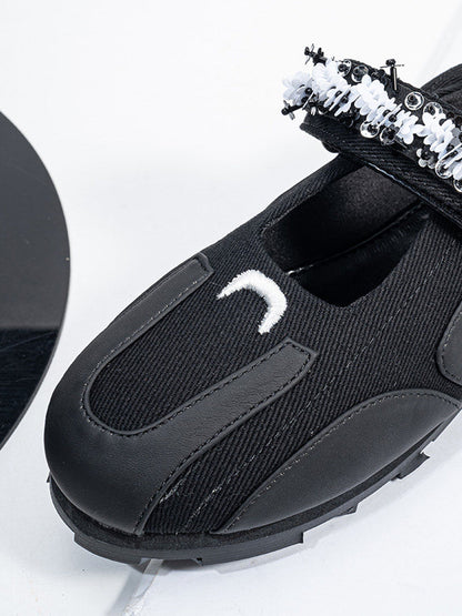 Beaded-Strap Sport Ballet Mary Janes