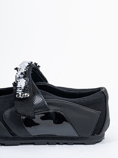 Beaded-Strap Sport Ballet Mary Janes