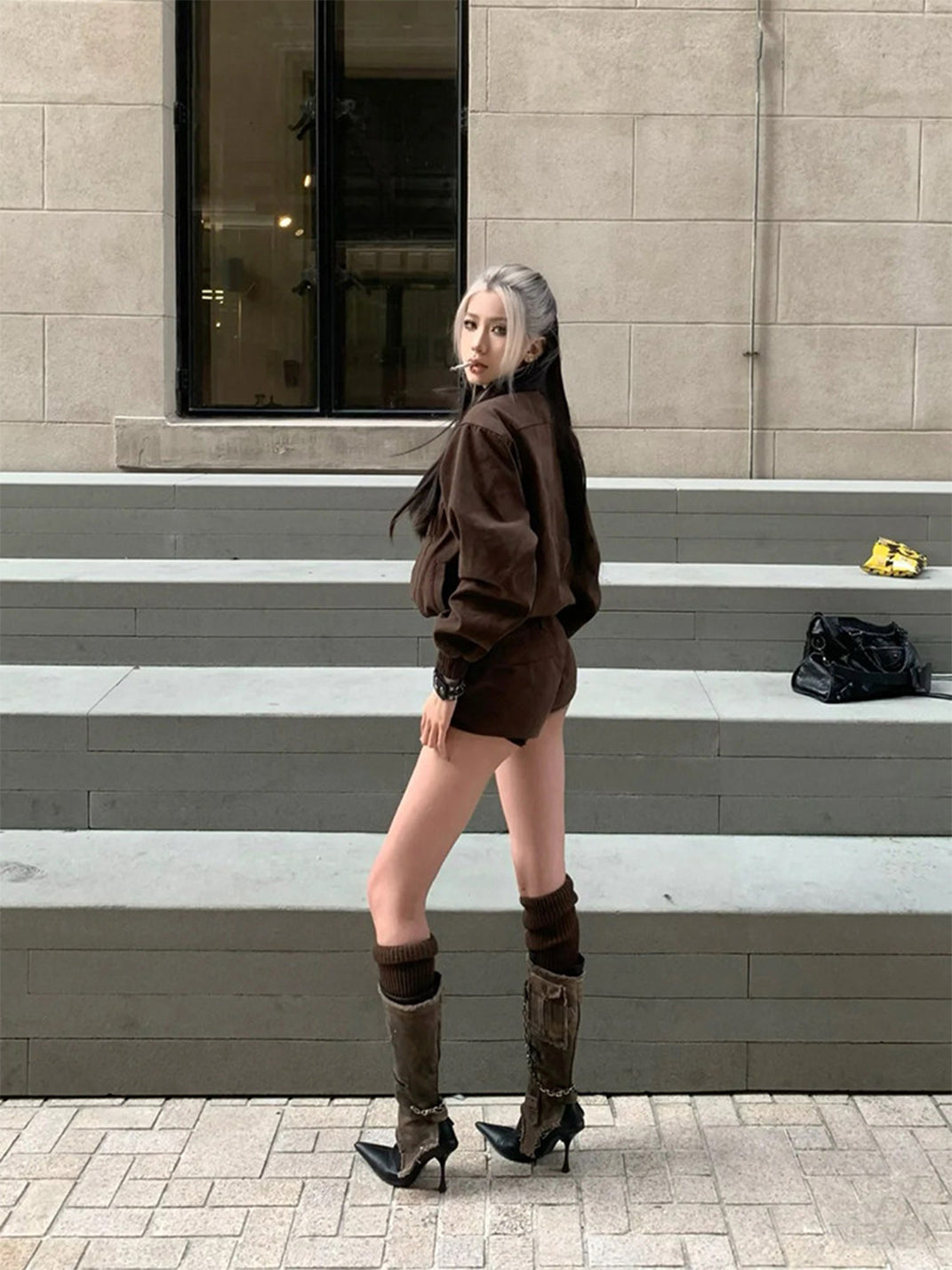 Detachable Distressed-Shaft Stiletto Boots