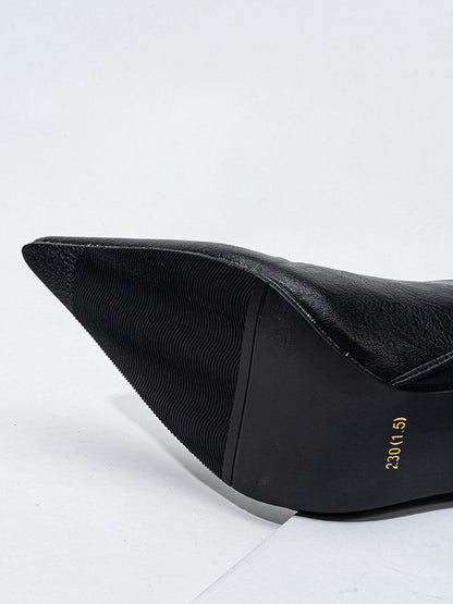 Detachable Distressed-Shaft Stiletto Boots