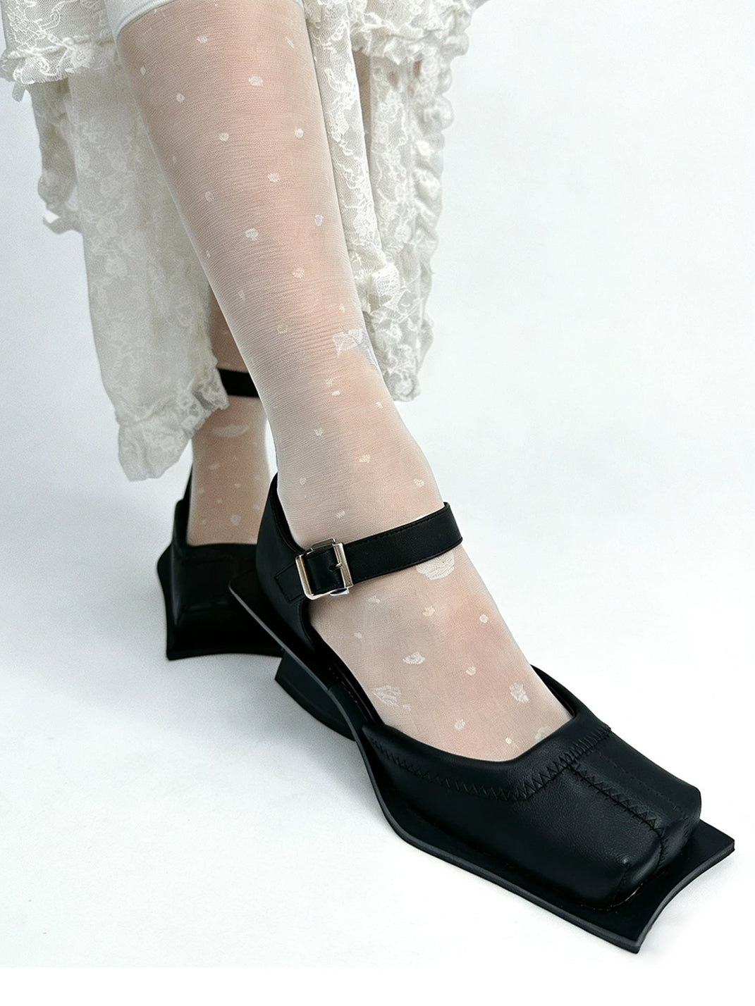 Square-Toe Cutout Block-Heel Sandals