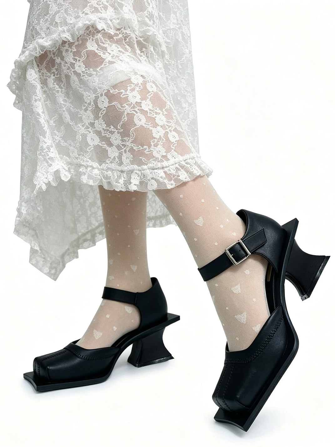 Square-Toe Cutout Block-Heel Sandals