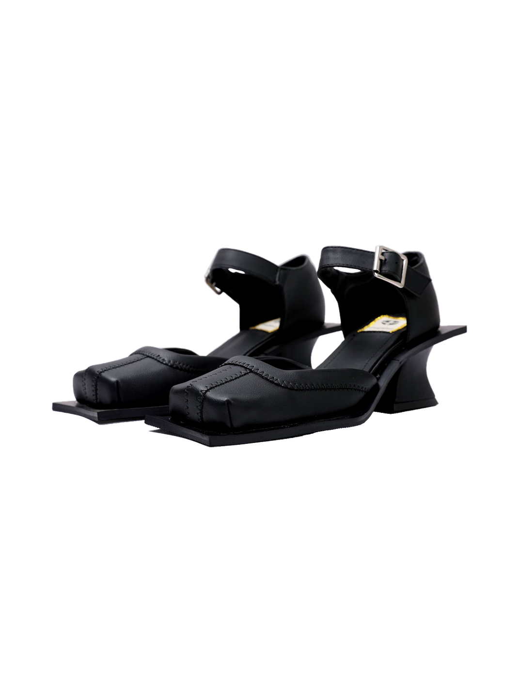 Square-Toe Cutout Block-Heel Sandals