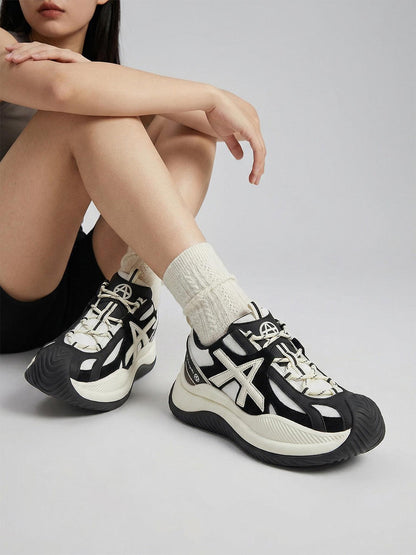 Star-Lace Wave-Sole Chunky Sneakers
