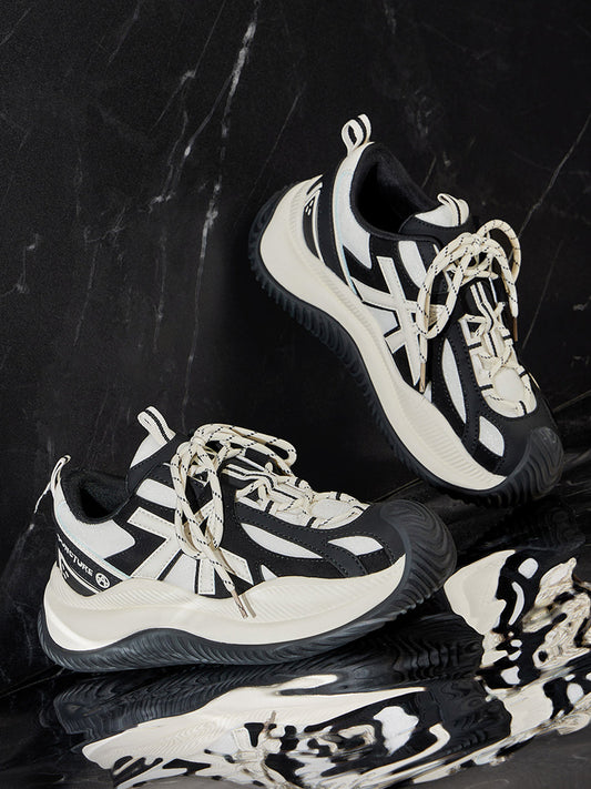 Star-Lace Wave-Sole Chunky Sneakers