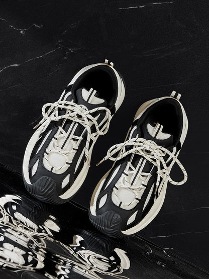 Star-Lace Wave-Sole Chunky Sneakers