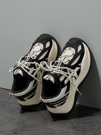 Star-Lace Wave-Sole Chunky Sneakers