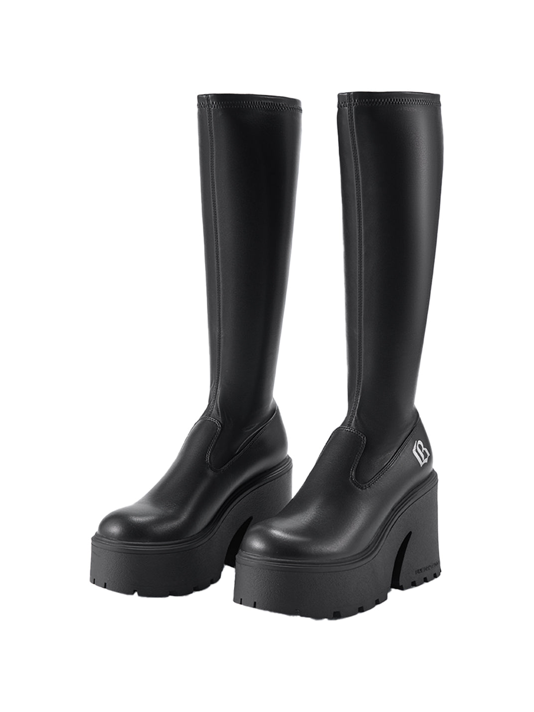 Stretch Platform Knee-High Boots