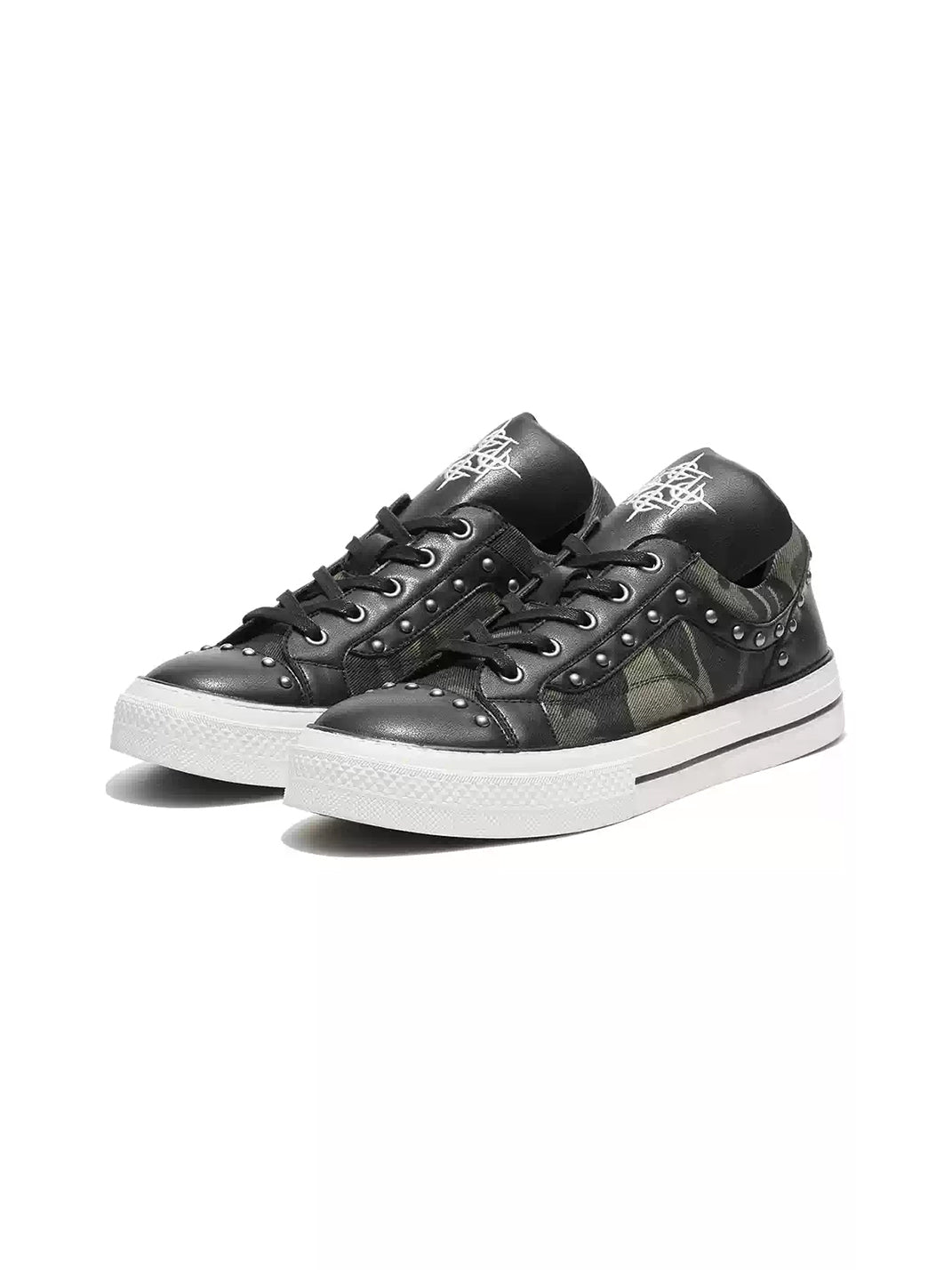 Studded Camo Panel Platform Sneakers