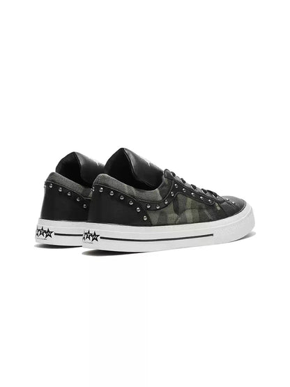 Studded Camo Panel Platform Sneakers