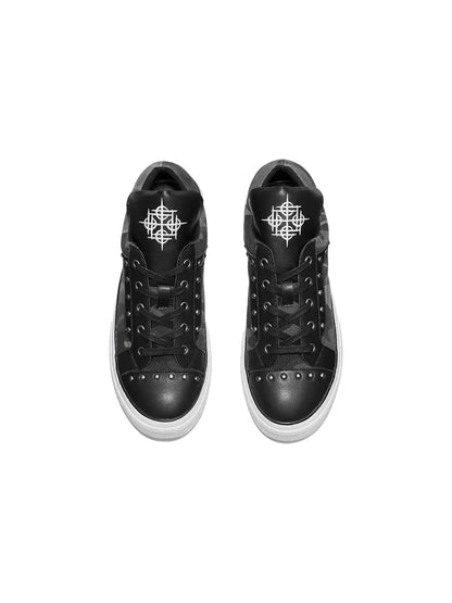 Studded Camo Panel Platform Sneakers