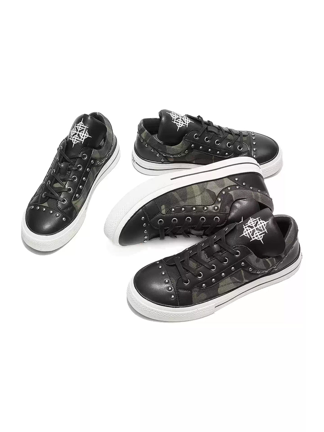 Studded Camo Panel Platform Sneakers