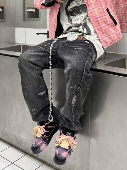 Graphic Pink-Trim Chunky Low-Top Sneakers