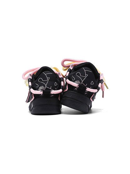 Graphic Pink-Trim Chunky Low-Top Sneakers