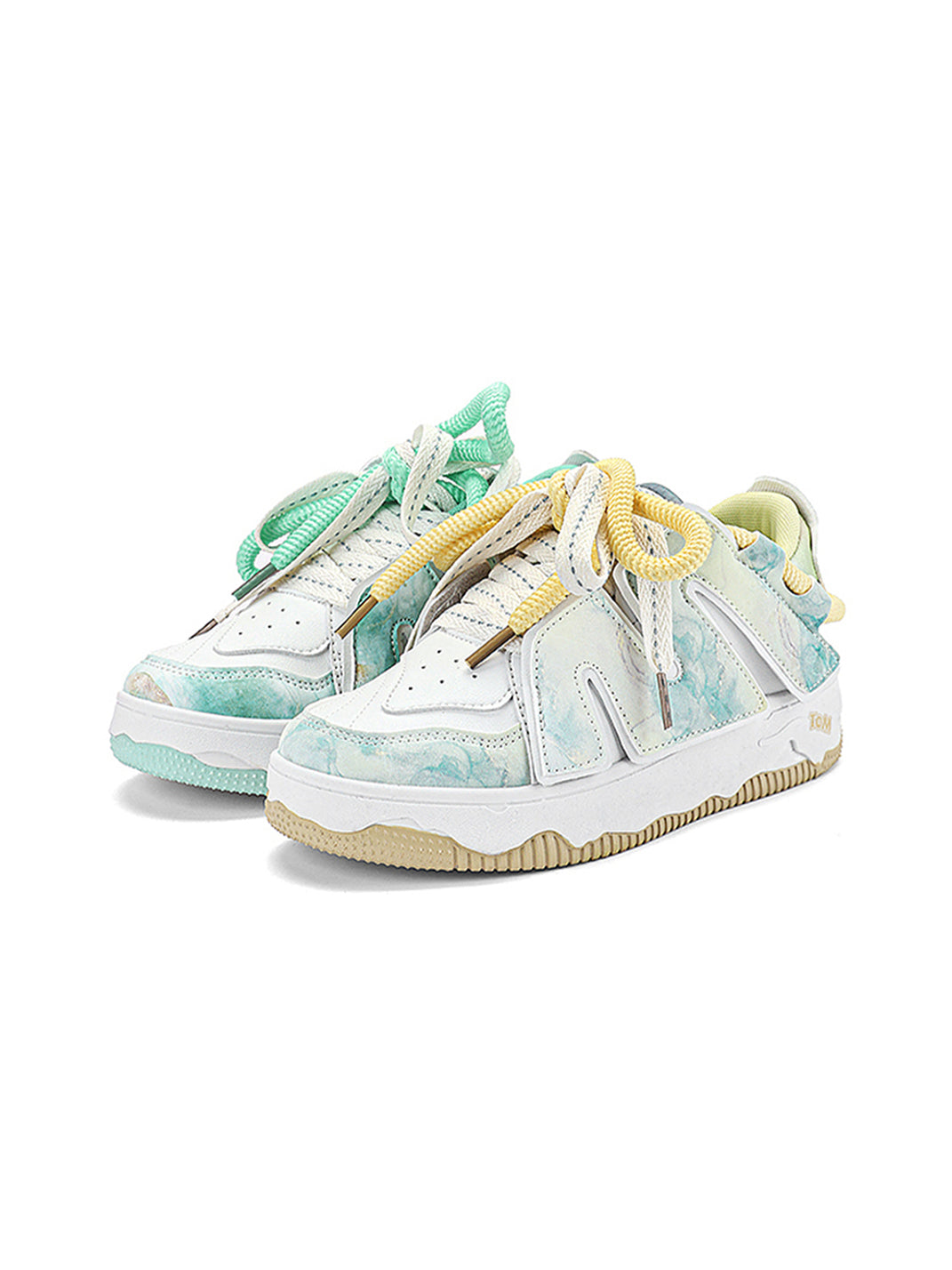 Graphic Pink-Trim Chunky Low-Top Sneakers