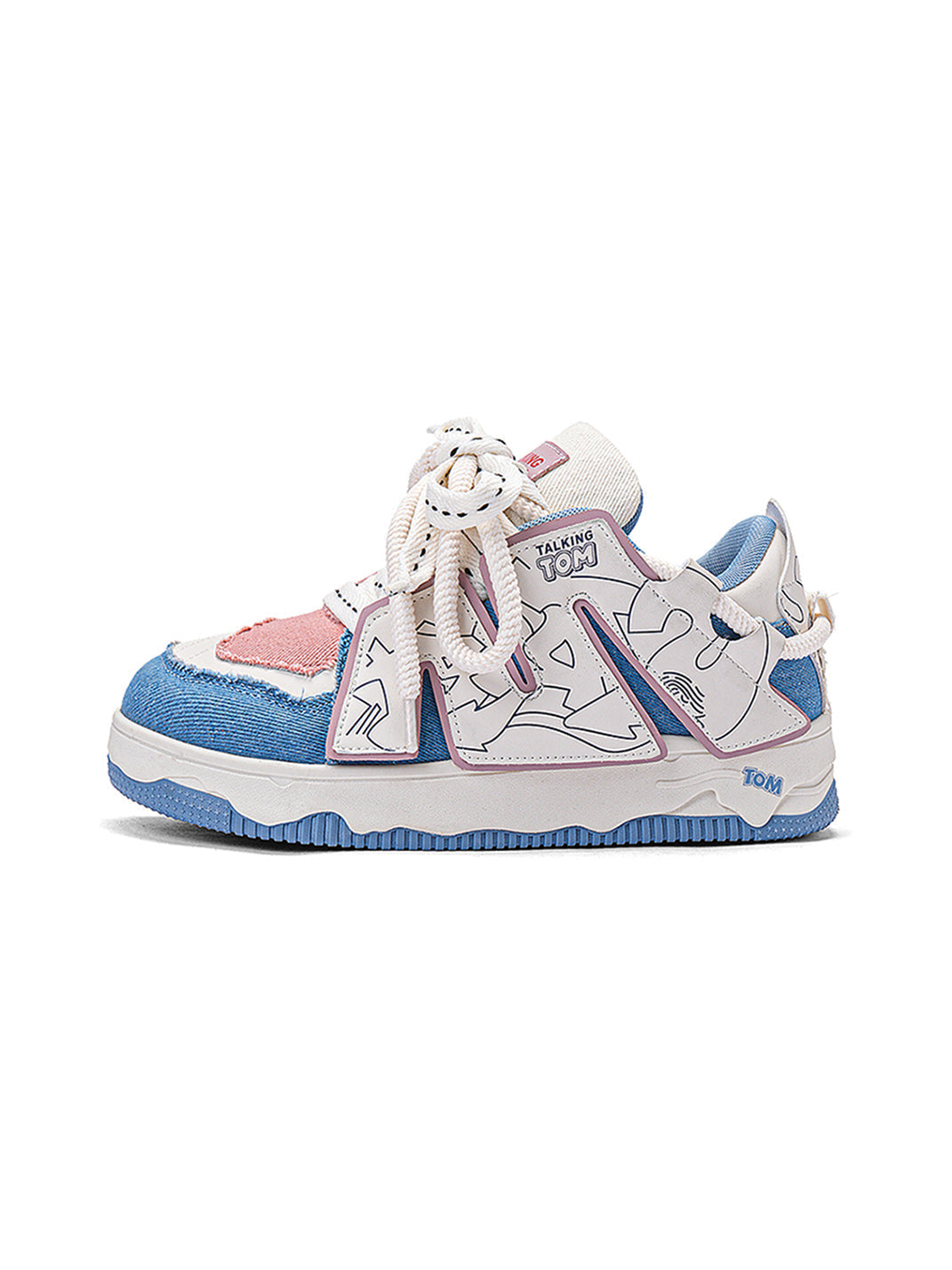 Graphic Pink-Trim Chunky Low-Top Sneakers