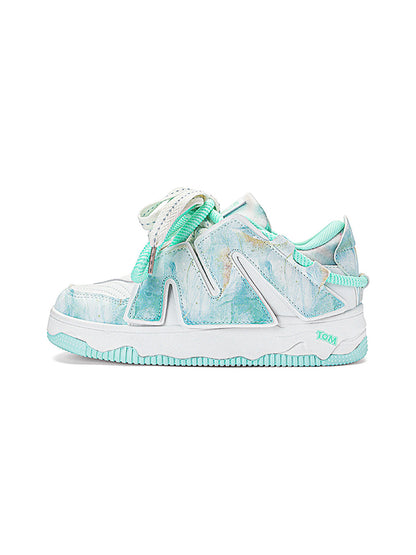 Graphic Pink-Trim Chunky Low-Top Sneakers