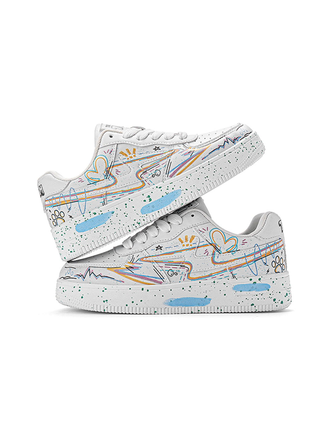 Graffiti Lightning Low-Top Court Sneakers