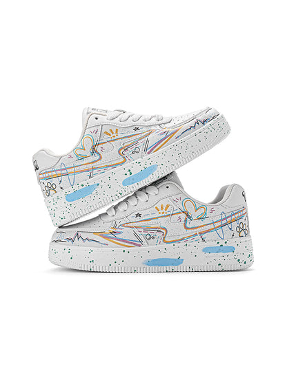 Graffiti Lightning Low-Top Court Sneakers