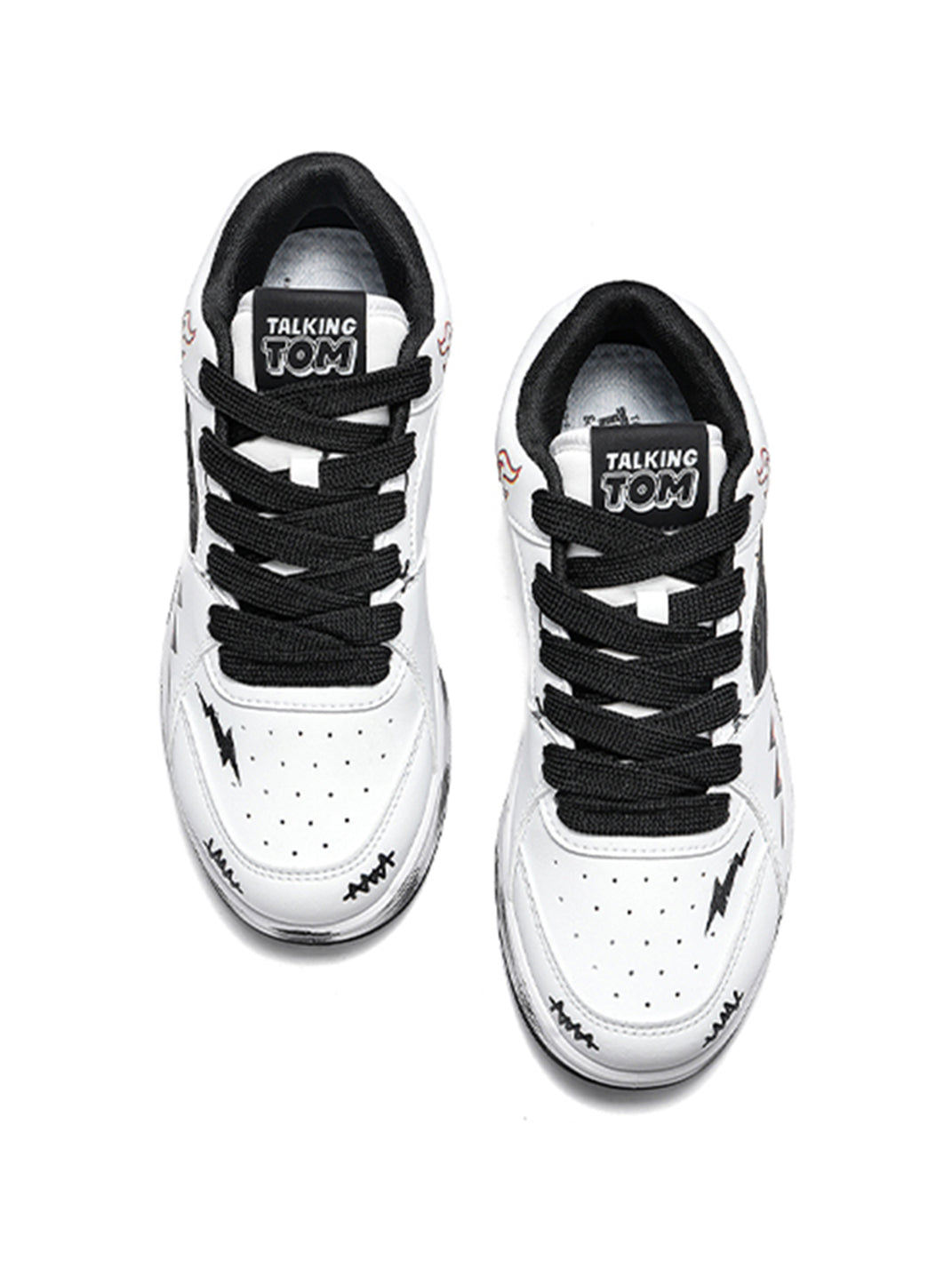 Scuffed Flame-Graphic Court Sneakers