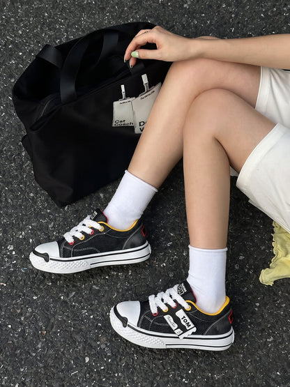 Contrast Graphic Chunky-Sole Low-Top Sneakers