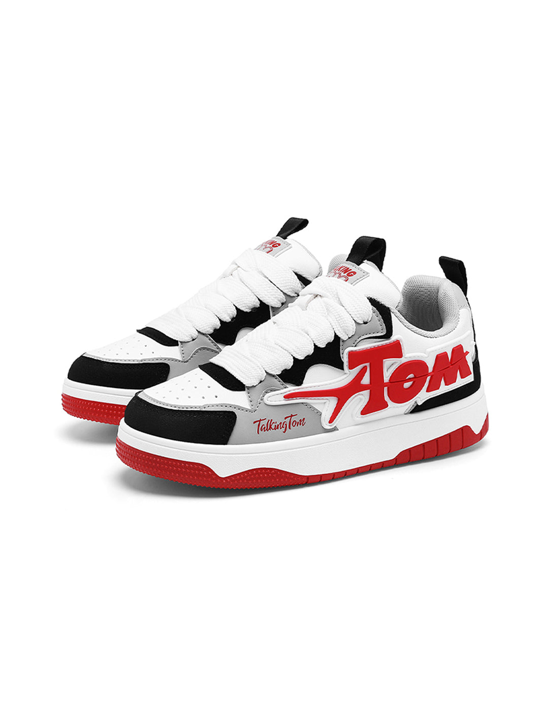 Oversized-Letter Colorblock Court Sneakers