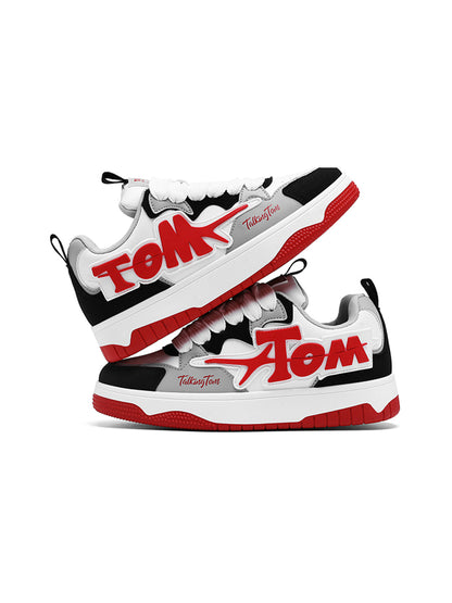 Oversized-Letter Colorblock Court Sneakers