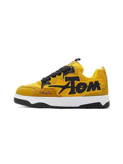Oversized-Letter Colorblock Court Sneakers