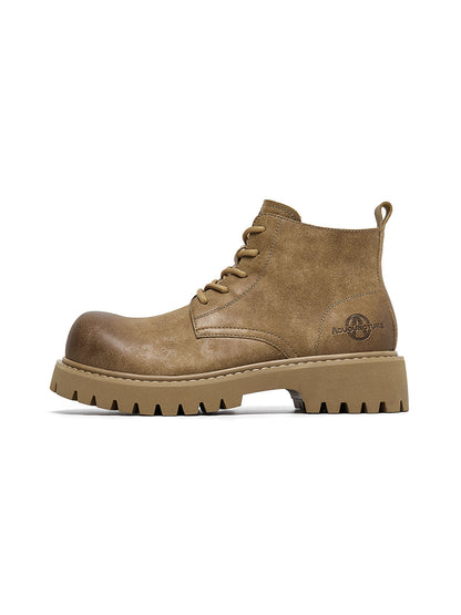 Tan Round-Toe Lug-Sole Work Boots