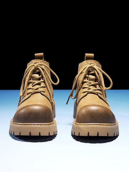 Tan Round-Toe Lug-Sole Work Boots