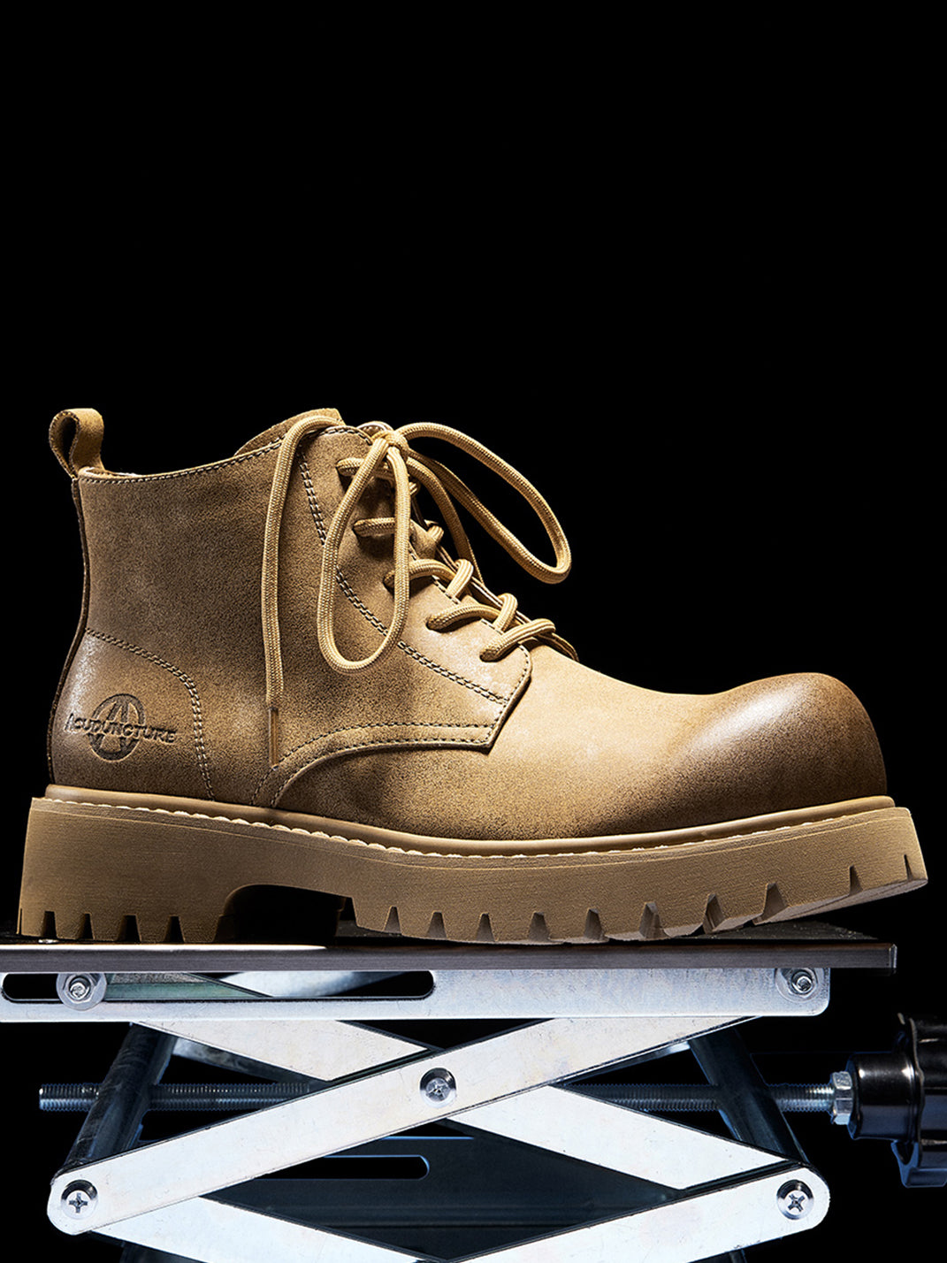 Tan Round-Toe Lug-Sole Work Boots