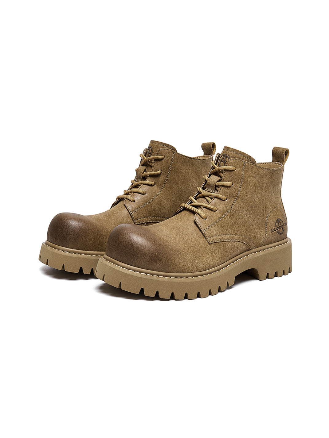 Tan Round-Toe Lug-Sole Work Boots