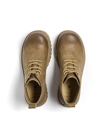 Tan Round-Toe Lug-Sole Work Boots