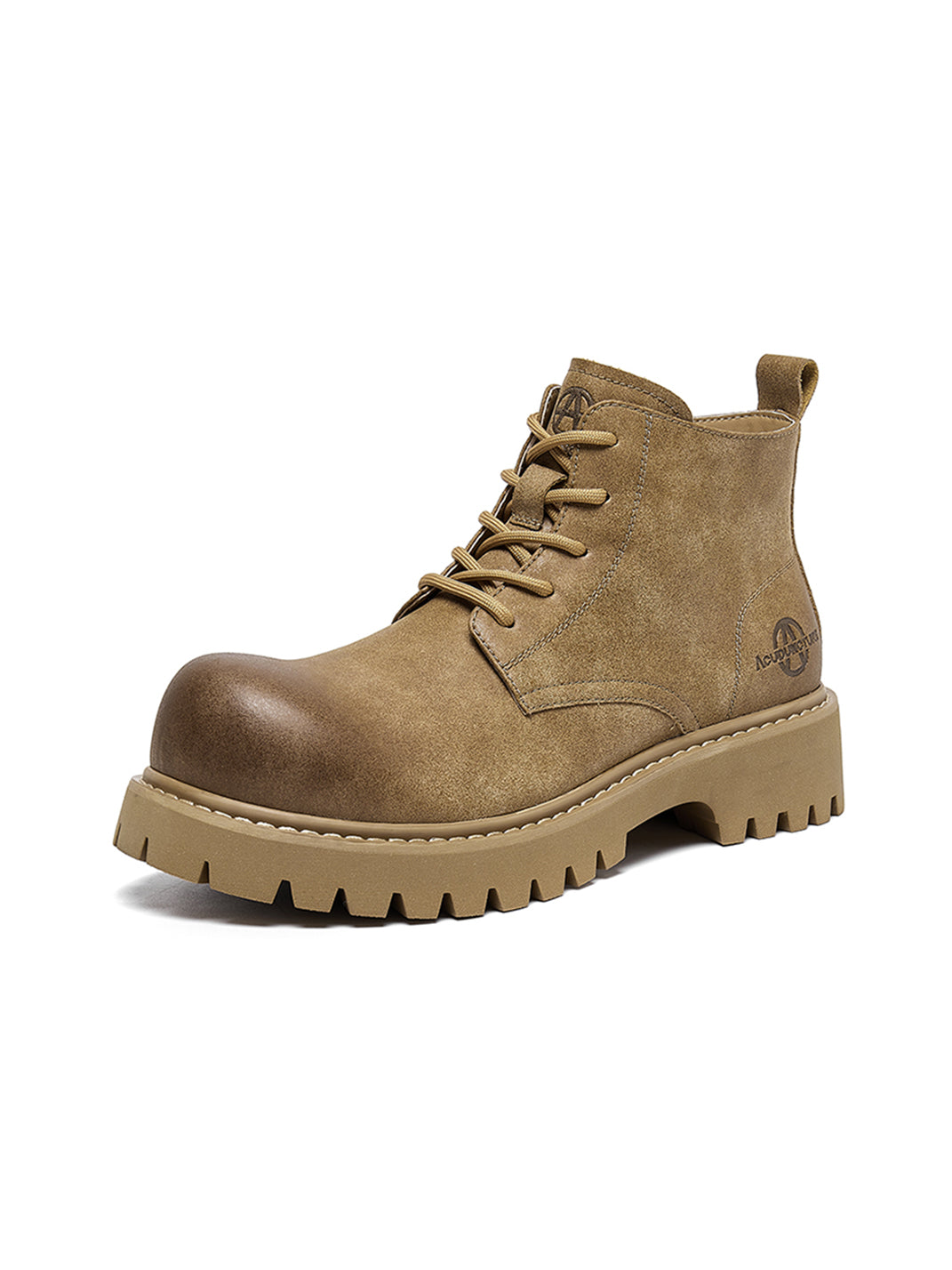 Tan Round-Toe Lug-Sole Work Boots
