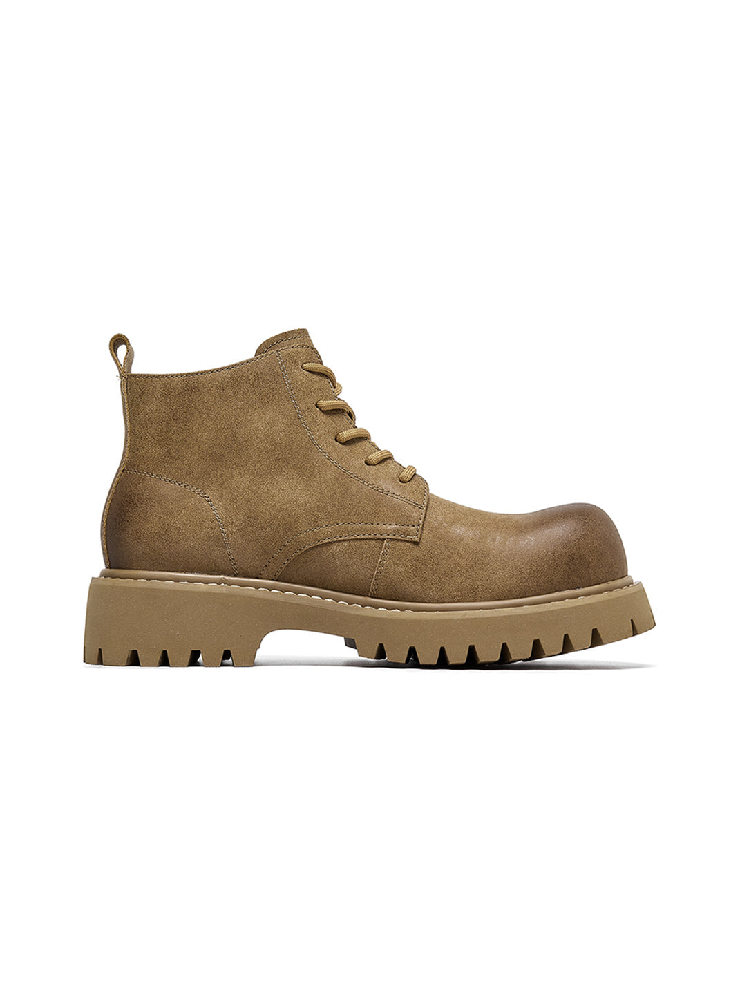 Tan Round-Toe Lug-Sole Work Boots