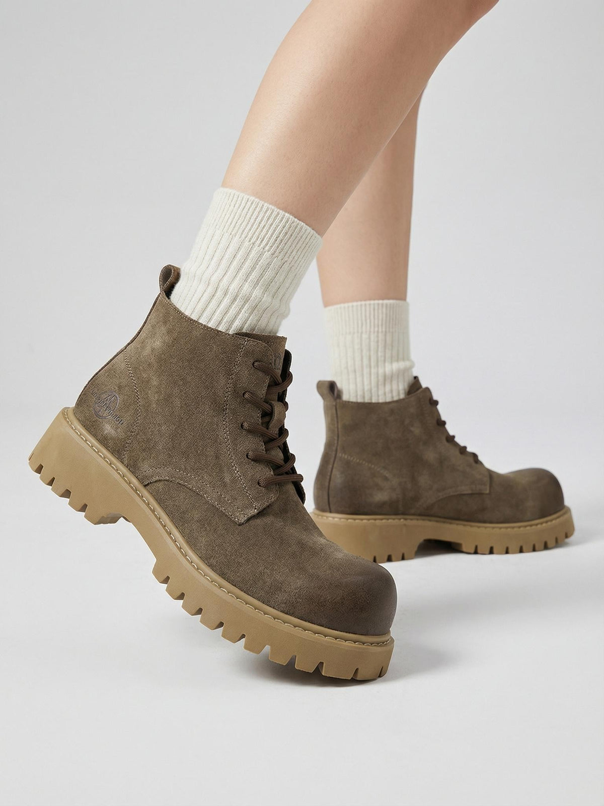 Tan Round-Toe Lug-Sole Work Boots