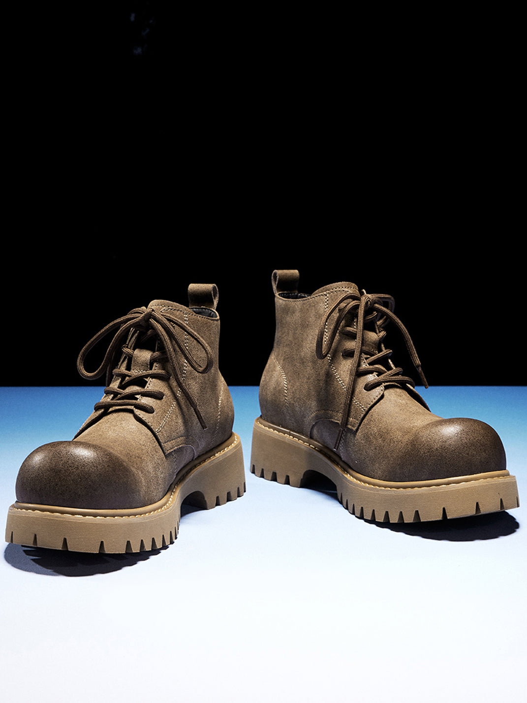 Tan Round-Toe Lug-Sole Work Boots