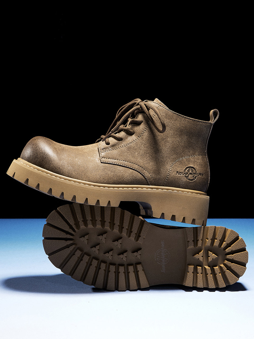 Tan Round-Toe Lug-Sole Work Boots