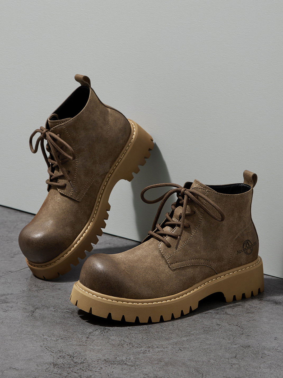 Tan Round-Toe Lug-Sole Work Boots