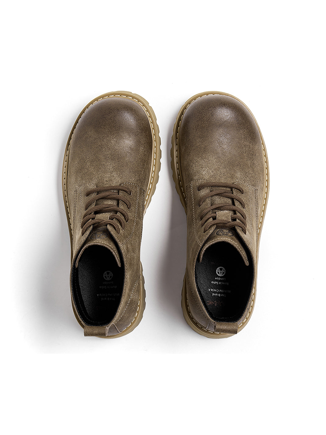 Tan Round-Toe Lug-Sole Work Boots