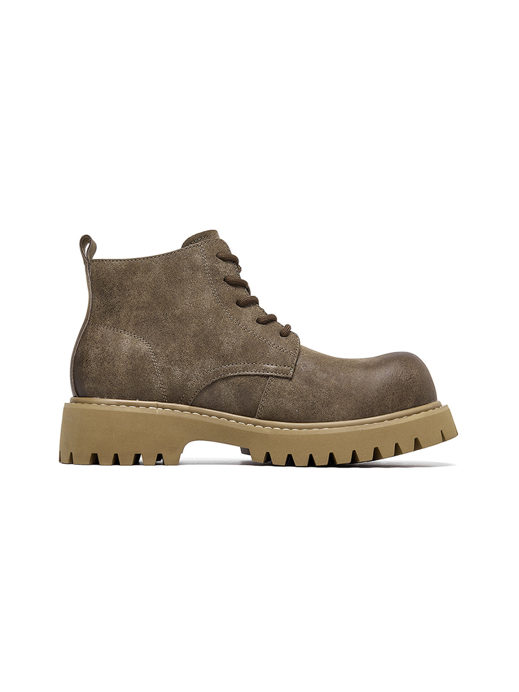Tan Round-Toe Lug-Sole Work Boots