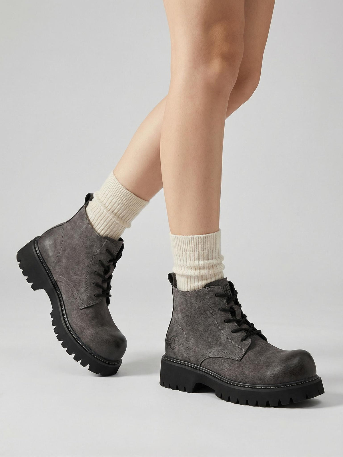 Tan Round-Toe Lug-Sole Work Boots
