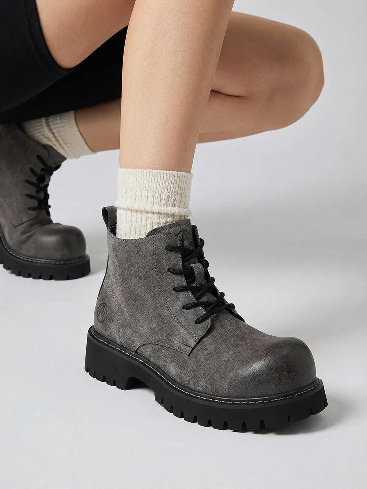 Tan Round-Toe Lug-Sole Work Boots