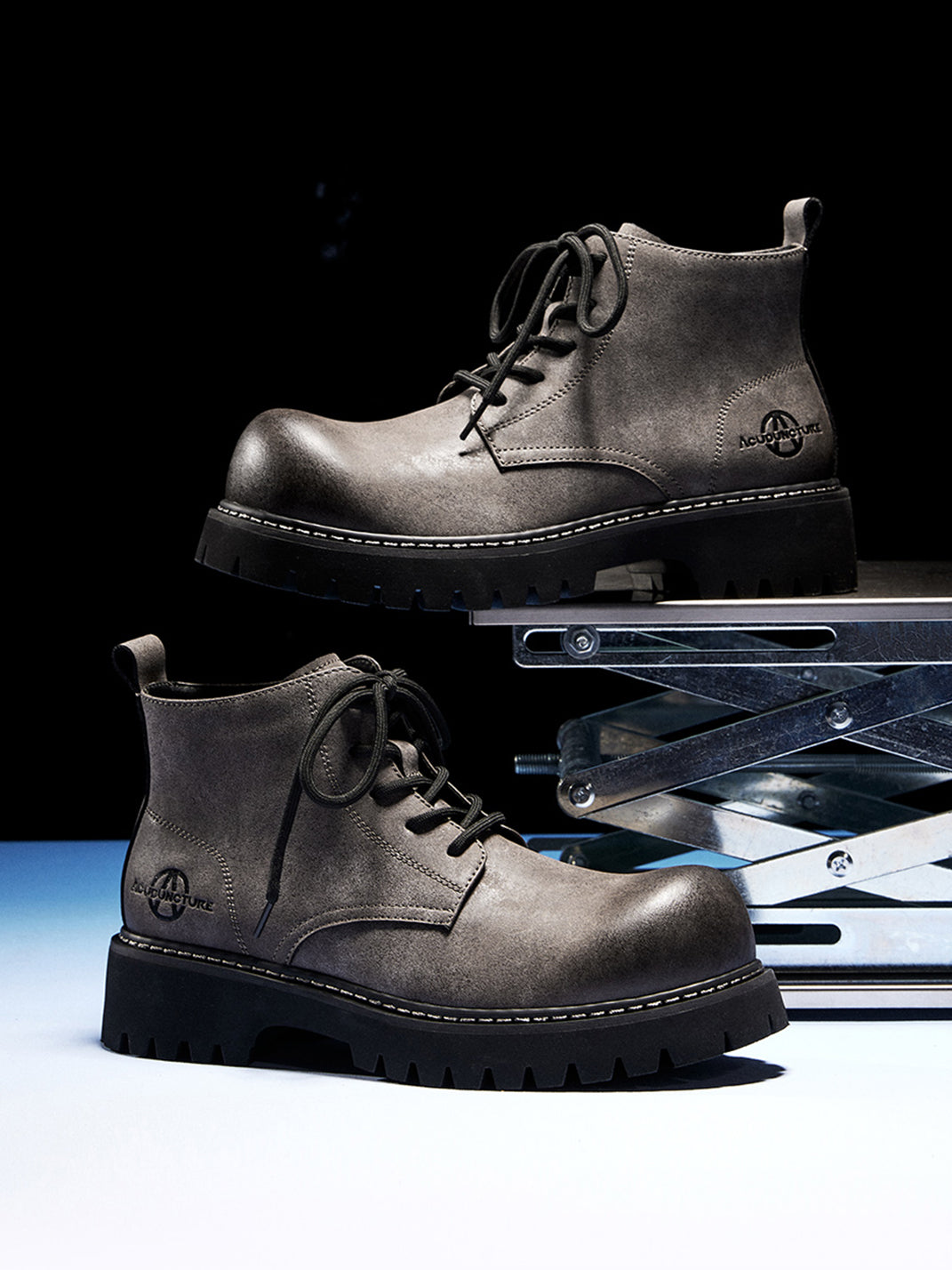 Tan Round-Toe Lug-Sole Work Boots