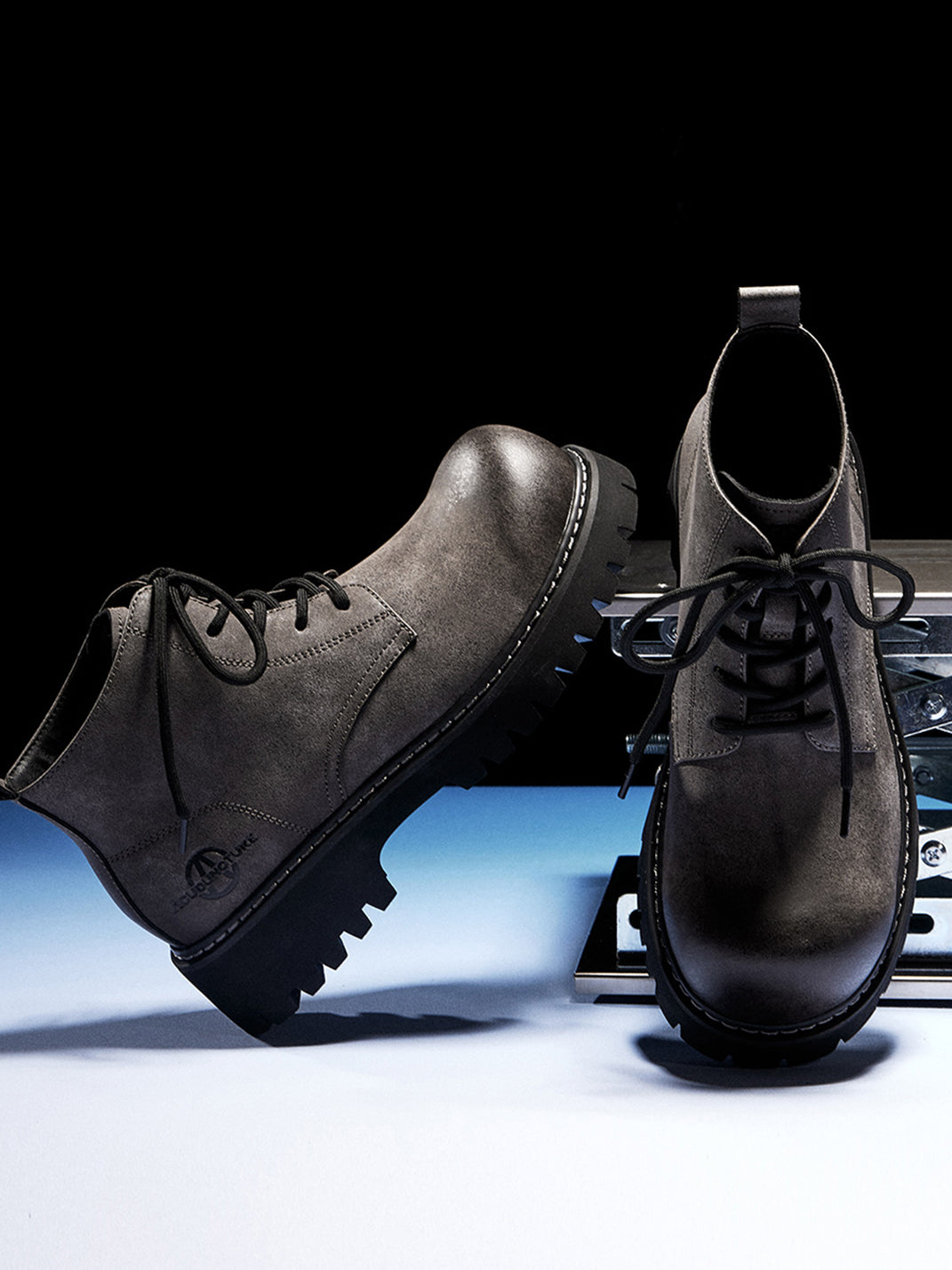 Tan Round-Toe Lug-Sole Work Boots