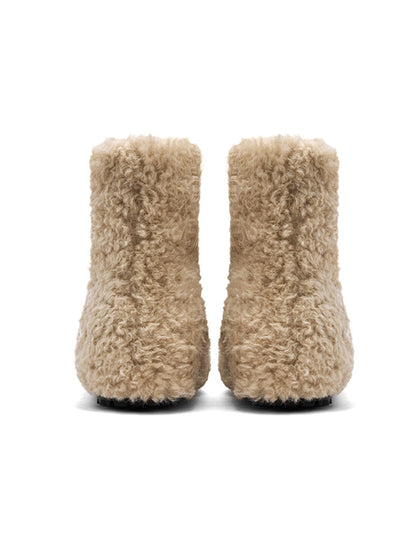 Teddy Bear Plush Platform Ankle Boots