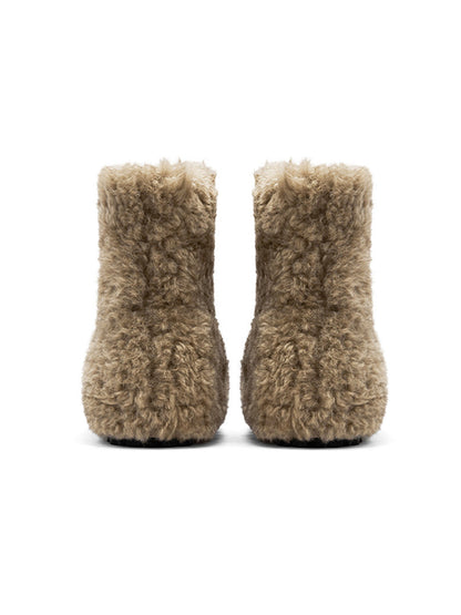 Teddy Bear Plush Platform Ankle Boots